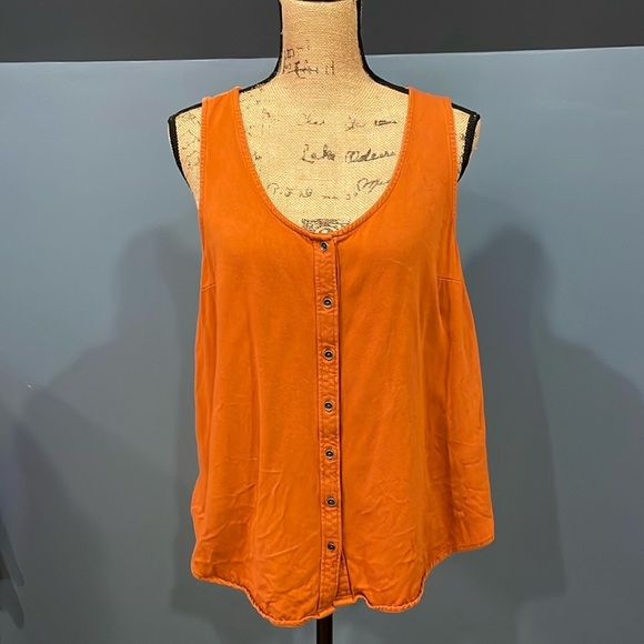 Universal Thread Tops - Universal Thread 2 Toned Orange Rayon Talk Top Large